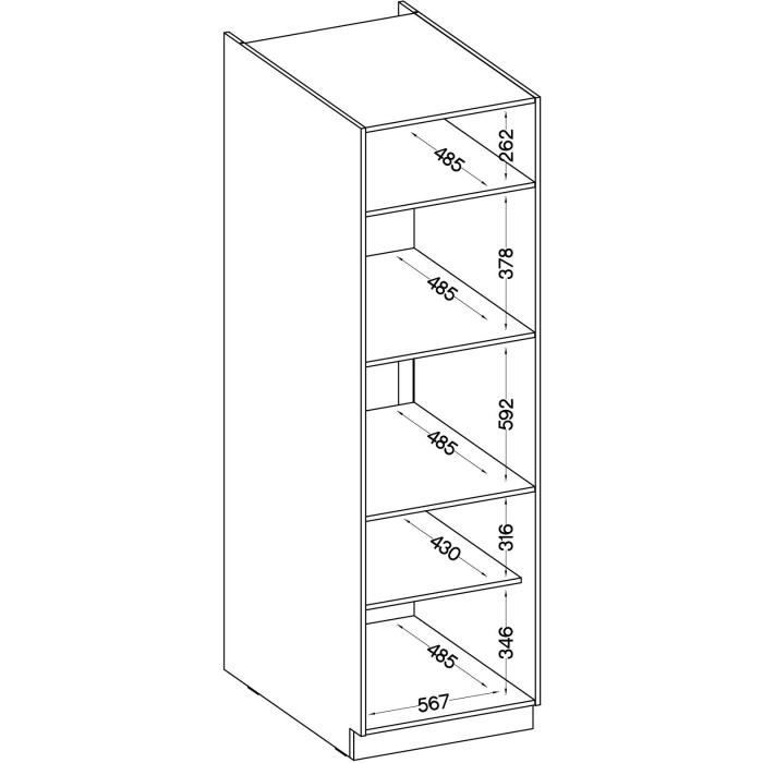 Meuble colonne four 2 portes battantes - Gris - L 60 x P 57 x H 210 cm - LASSEN