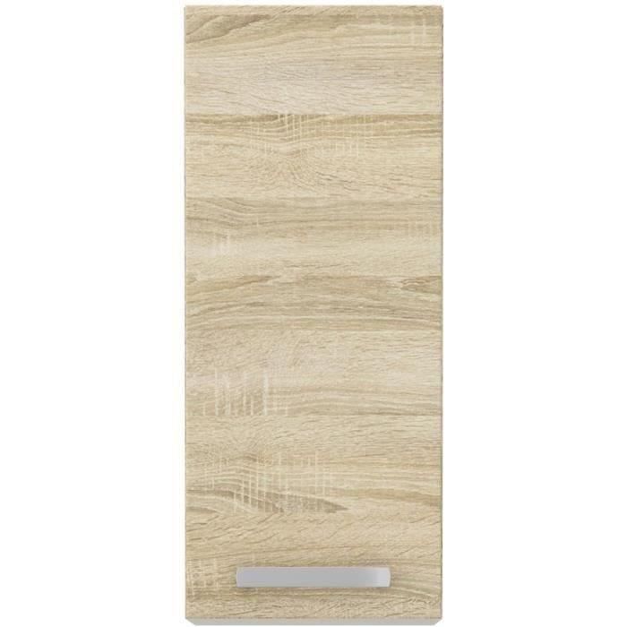 Meuble haut 1 porte battante - Décor chene sonoma - L 30 x P 31,6 x H 72 cm - LASSEN