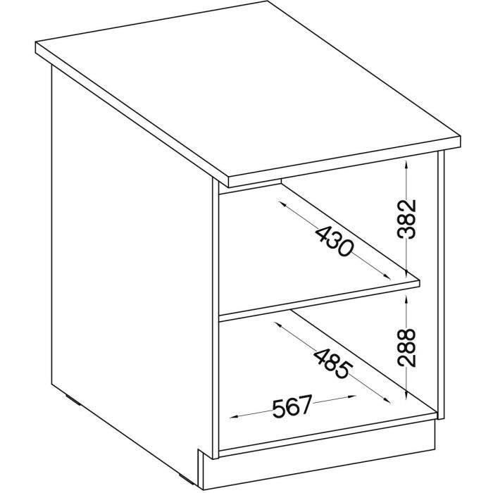 Meuble bas 2 portes battantes - Décor chęne sonoma - L 60 x P 51,6 x H 85 cm - LASSEN