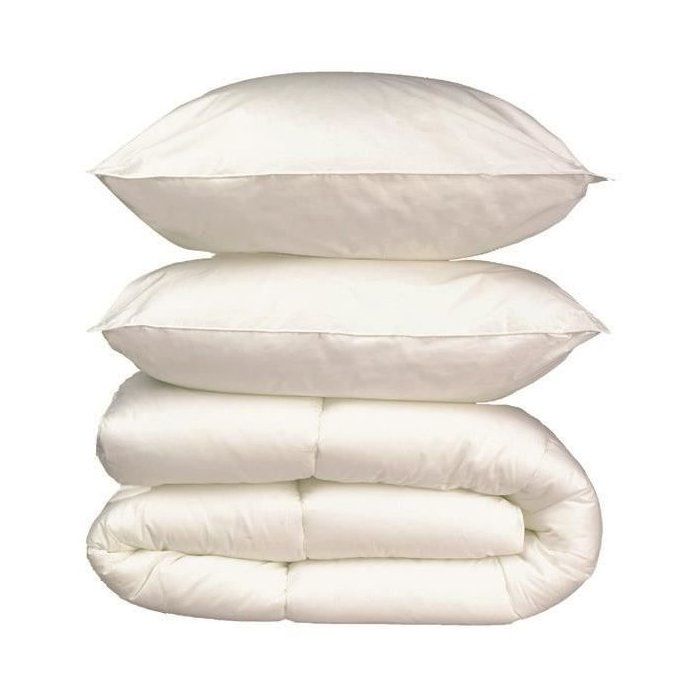 Pack Linge de Lit Microfibre - 1 Couette Chaude 220 x 240 cm + 2 Oreillers 60 x 60 cm - Blanc