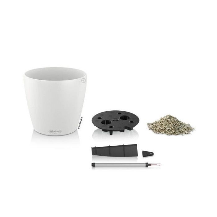 LECHUZA Pot de fleurs - Classico color 28 - Ø 28 x 26 - Kit complet - Blanc - 9 L