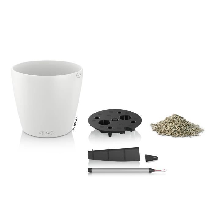 LECHUZA Pot de fleurs Classico Color 43 - All-in-one - Ř 42,0 x 39,5 cm - Kit complet - Blanc - 13230