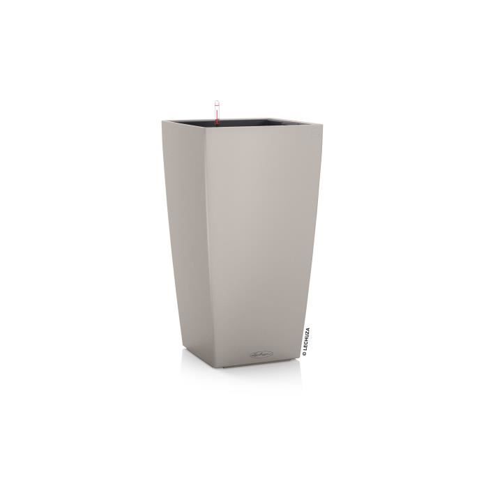 LECHUZA Pot de fleurs - Cubico color 40 - 39,5 x 39,5 x 75,5 cm - 31 L - Kit complet - Brun sable