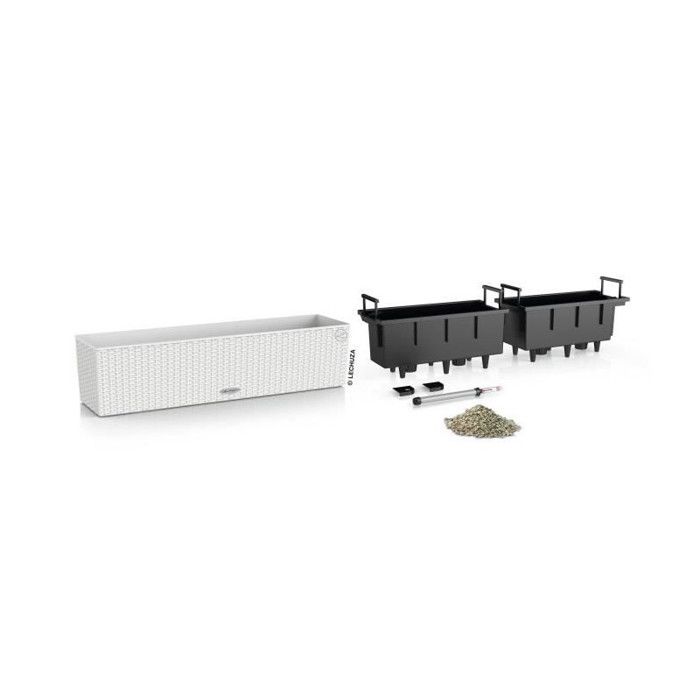 LECHUZA Jardiniere - Balconera cottage 80 - 79 x 19 x 19 cm - 12 L - Kit complet - Blanc