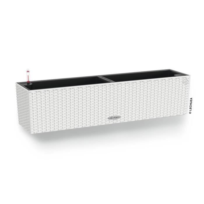 LECHUZA Jardiniere - Balconera cottage 80 - 79 x 19 x 19 cm - 12 L - Kit complet - Blanc