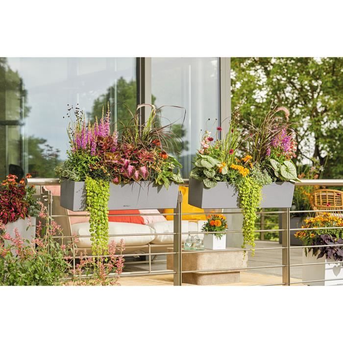 LECHUZA Jardiniere - Balconera stone 80 - 79 x 19 x 19 cm - 12 L - Kit complet - Gris pierre