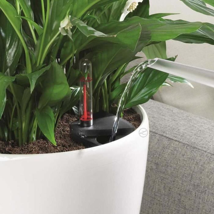 LECHUZA Pot de fleurs Classico 28 LS ALL-IN-ONE - Ø 28 X 26 cm - Blanc brillant 16040