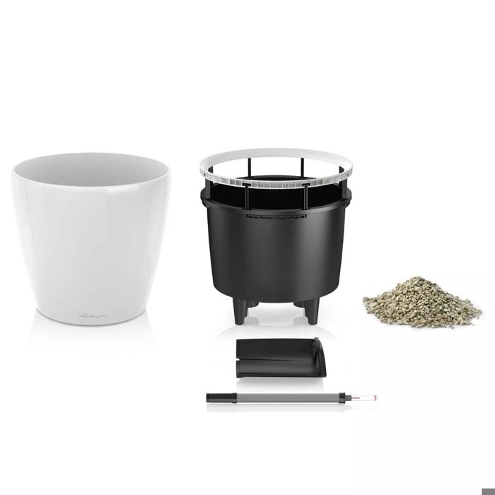 LECHUZA Pot de fleurs Classico 35 LS ALL-IN-ONE - 35 x 32,5 cm - Blanc brillant - Systeme d'irrigation - Vol plantation: 13 L