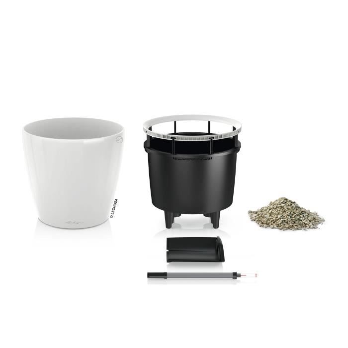 LECHUZA Pot de fleurs - Classico premium LS 50 - Ø 49,5 x 46,5 cm - 40 L - Kit complet - Blanc brillant