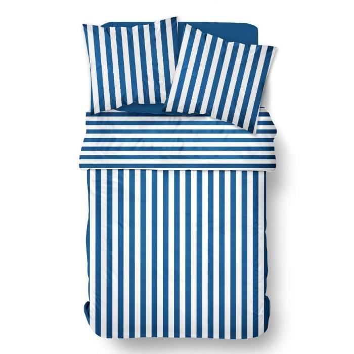 Parure de lit - TODAY Summer Stripes - 240x220 cm - 2 personnes - coton imprimé rayé