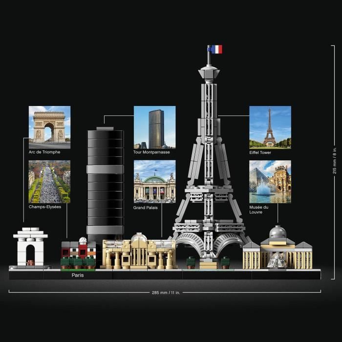 LEGO 21044 Architecture Paris Maquette a Construire avec Tour Eiffel, Collection Skyline, DÈcoration Maison, IdÈe de Cadeau
