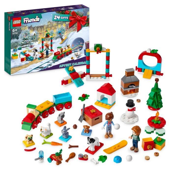 LEGO Friends - Calendrier de l'Avent 2023 - 24 Cadeaux dont 8 Figurines d'Animaux - Cadeau NoÎl