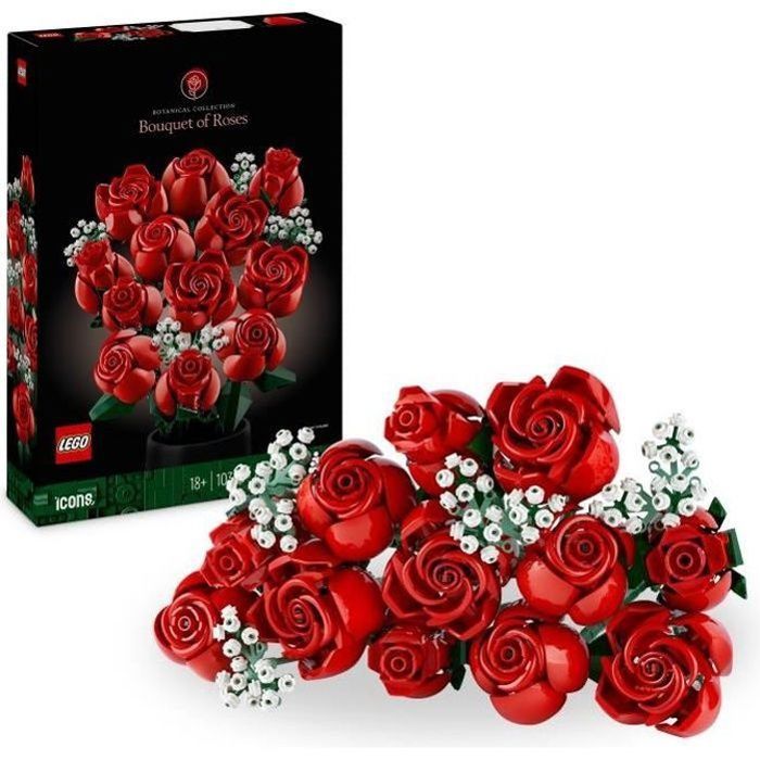 LEGO 10328 Icons Le Bouquet de Roses - Fleurs Artificielles pour Décorer - Cadeau de Saint-Valentin pour Adultes - Botanicals