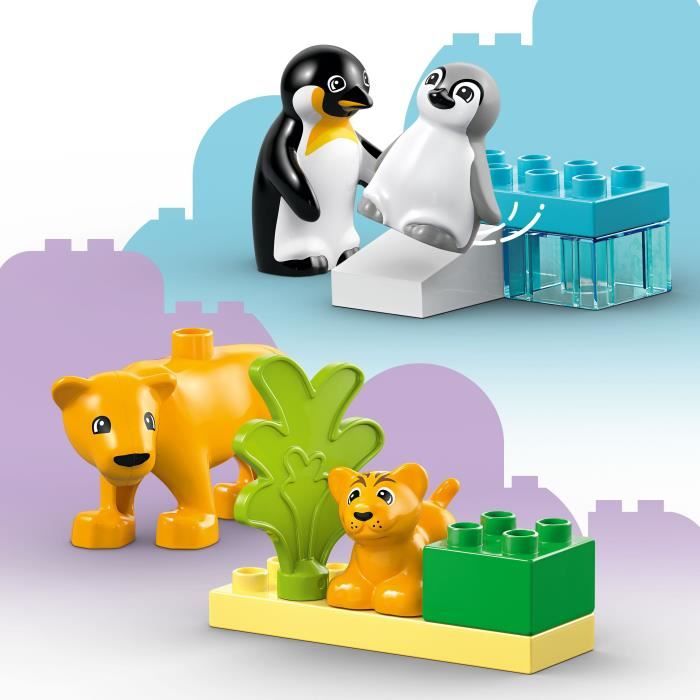 LEGO DUPLO Ma ville 10442 Familles d'animaux sauvages : pingouins et lions - Jeux d'éveil