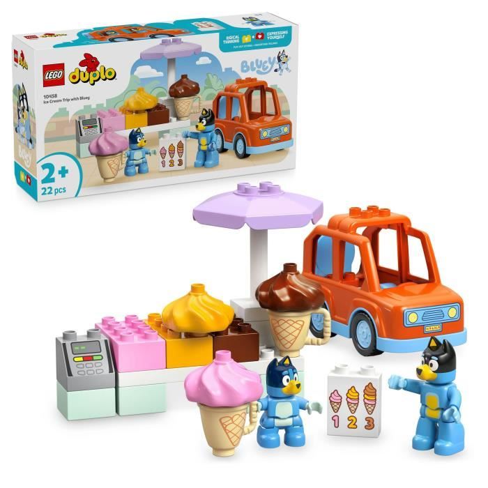 LEGO DUPLO 10458 Visite chez le Marchand de Glace avec Bluey - Jeu de Construction 2 ans