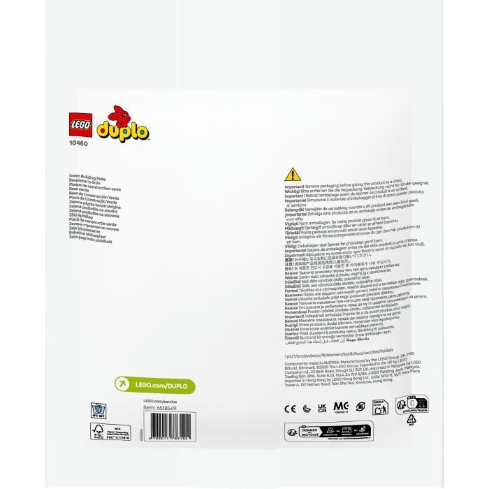 LEGO DUPLO 10460 Plaque de construction verte Jouet de construction pour bébés de 18 mois
