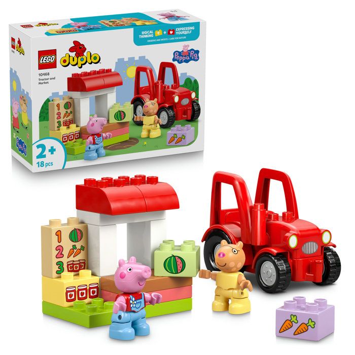 LEGO DUPLO Peppa Pig 10468 Tracteur et Marché - Jeu Éducatif des 2 ans - Cadeau pour Bébé