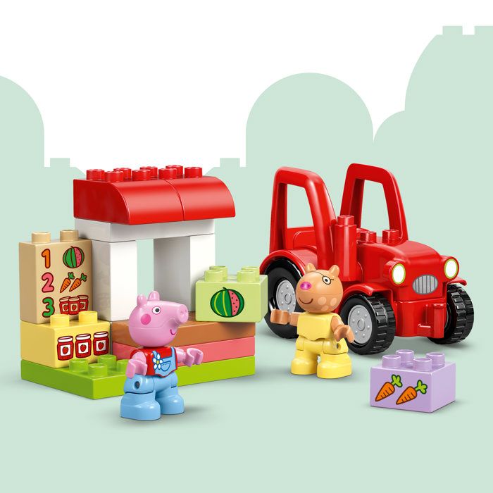 LEGO DUPLO Peppa Pig 10468 Tracteur et Marché - Jeu Éducatif des 2 ans - Cadeau pour Bébé