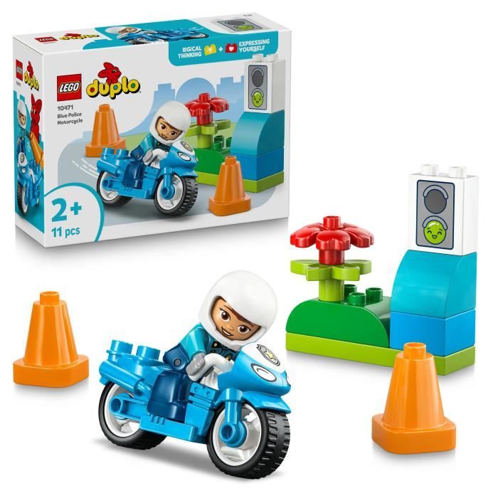 LEGO DUPLO Ma Ville 10471 La Moto de Police Bleue - Jouet pour Garçon ou Fille des 2 ans