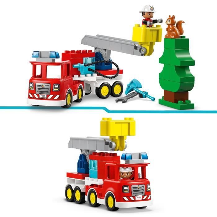 LEGO DUPLO Ma Ville 10473 Le Camion de Pompiers - Jouet Éducatif Garçon ou Fille des 2 ans