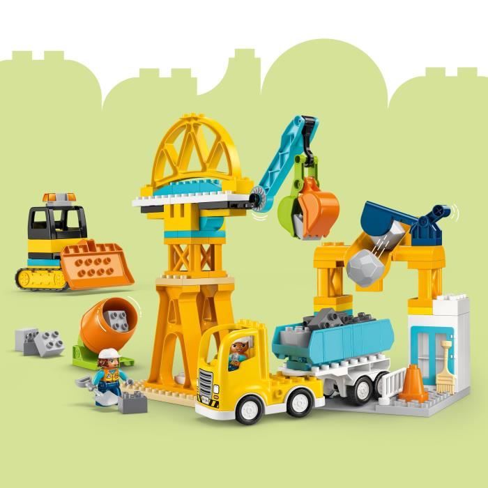 LEGO DUPLO Ma Ville 10476 Le Chantier et les Véhicules de Construction 3-en-1 - Jeu Créatif
