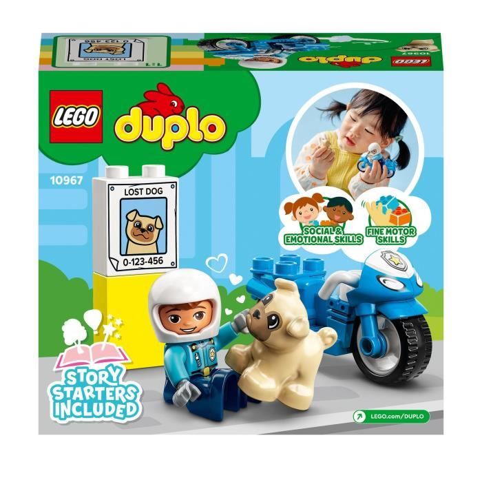 LEGO 10967 DUPLO La Moto De Police, Jouet Pour les Enfants de 2 Ans et Plus, Développement De La Motricité Fine