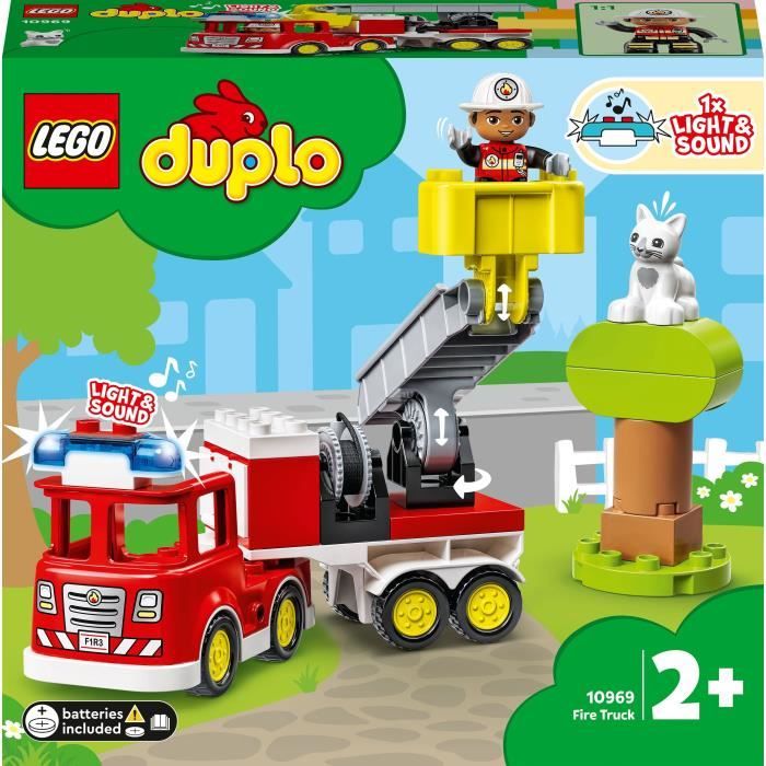 LEGO 10969 DUPLO Town Le Camion de Pompiers, Jouet …ducatif, Figurines, Sauver les Animaux, Jeu …ducatif, Cadeau Enfants Des 2 Ans