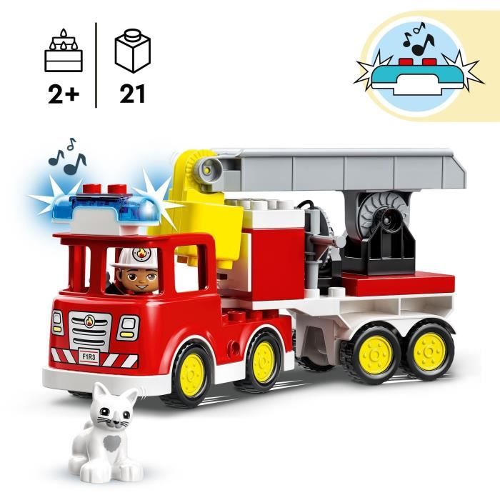 LEGO 10969 DUPLO Town Le Camion de Pompiers, Jouet …ducatif, Figurines, Sauver les Animaux, Jeu …ducatif, Cadeau Enfants Des 2 Ans