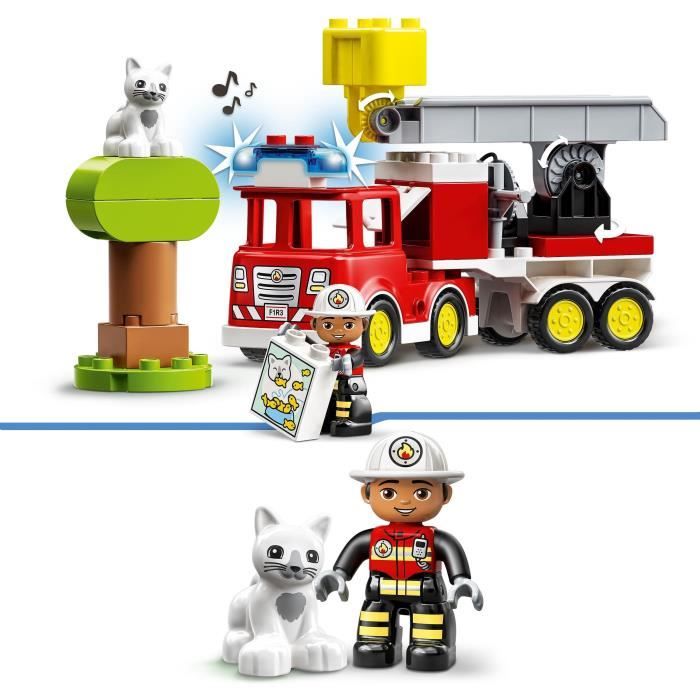 LEGO 10969 DUPLO Town Le Camion de Pompiers, Jouet …ducatif, Figurines, Sauver les Animaux, Jeu …ducatif, Cadeau Enfants Des 2 Ans