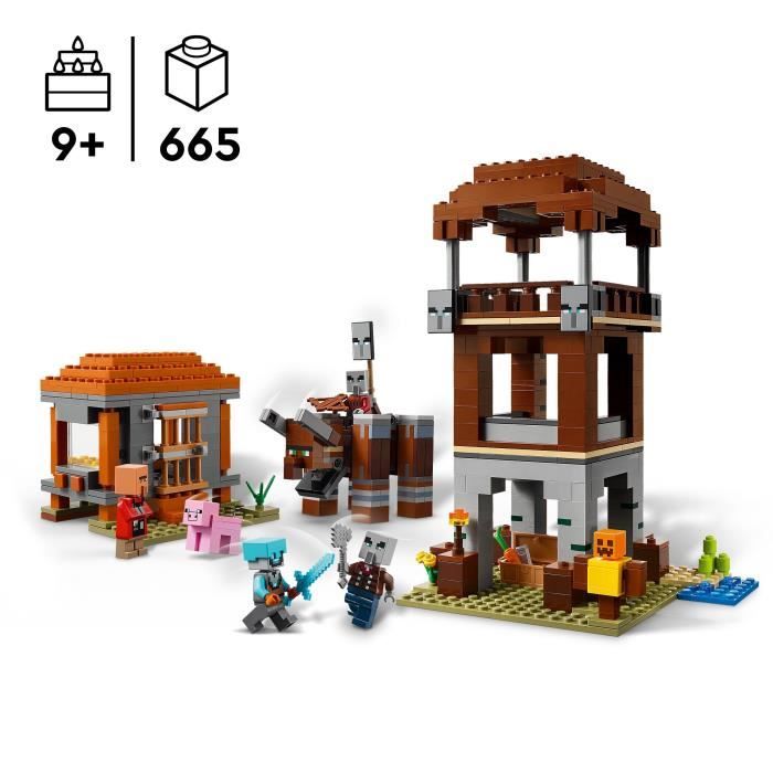 LEGO Minecraft 21278 L'Avant-Poste De Pillards Et Le Ravageur - Jeu Pour Garçon Des 9 Ans