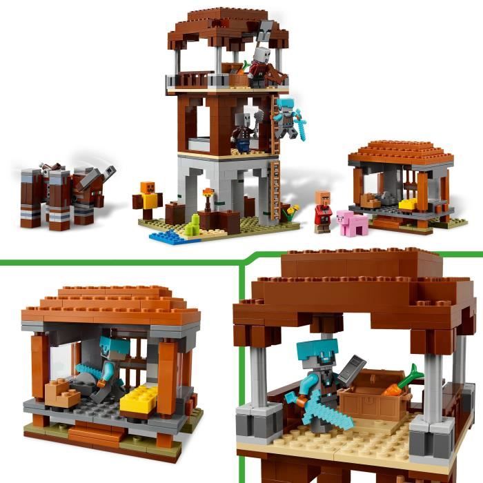 LEGO Minecraft 21278 L'Avant-Poste De Pillards Et Le Ravageur - Jeu Pour Garçon Des 9 Ans