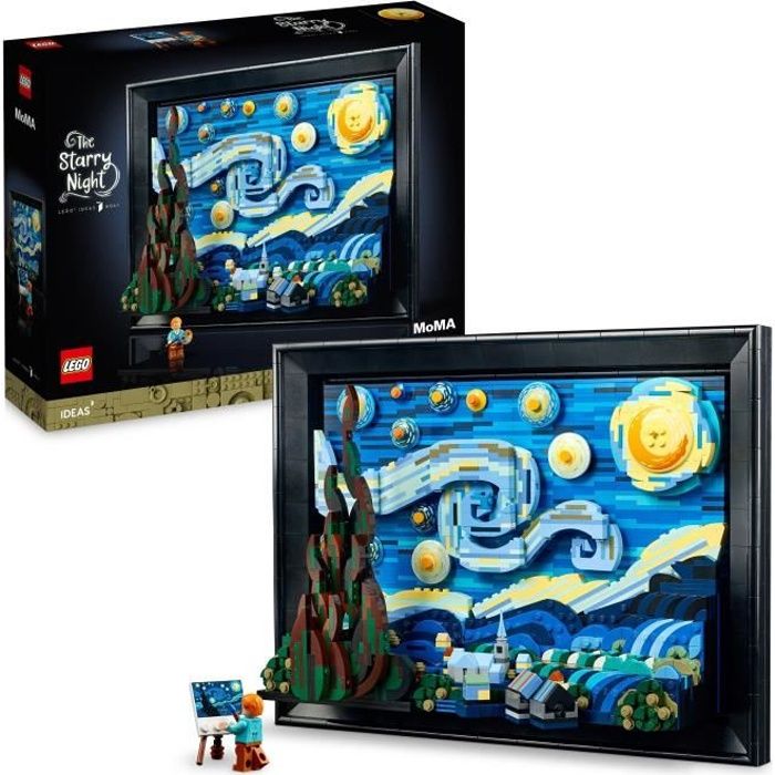 LEGO Ideas 21333 Exclu Cdiscount Vincent Van Gogh - La Nuit Étoilée, Reproduction de Tableau sur Toile