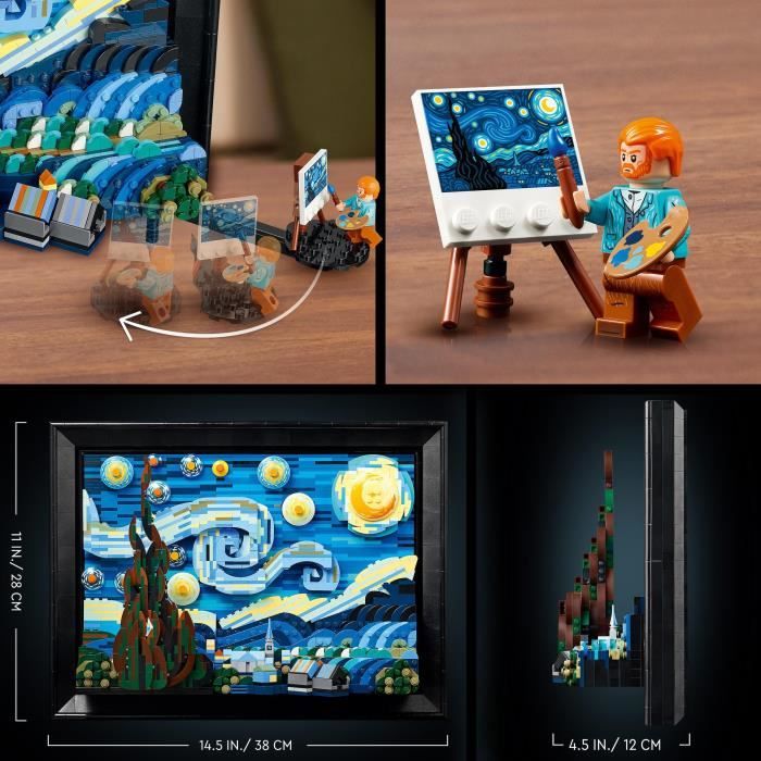 LEGO Ideas 21333 Exclu Cdiscount Vincent Van Gogh - La Nuit Étoilée, Reproduction de Tableau sur Toile