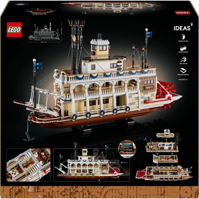 LEGO Ideas 21356 Exclu Cdiscount Le Bateau a Vapeur du Mississippi - Set de Construction pour Adulte