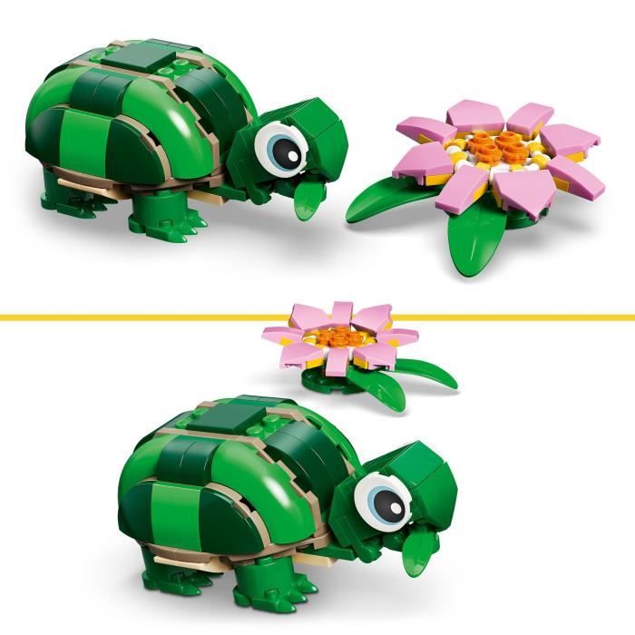 LEGO Creator 3-en-1 31377 La Tortue et la Fleur de Nénuphar - Jouet de Construction 7 ans