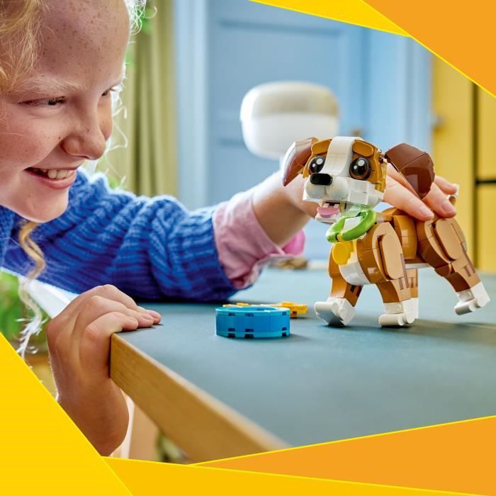 LEGO Creator 3-en-1 31382 Les Adorables Animaux : le Chiot Joueur - Jeu des 8 ans - Cadeau