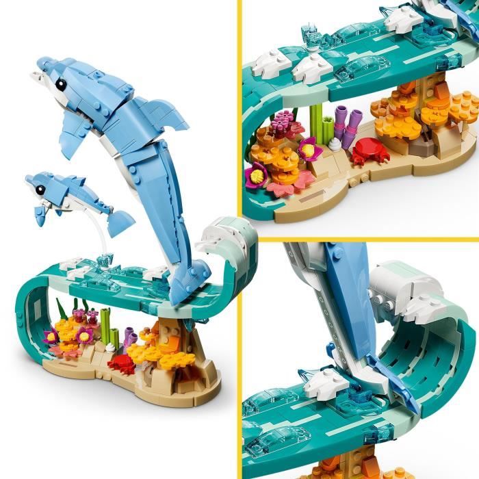LEGO Creator 3-en-1 31385 Animaux Marins : les Beaux Dauphins - Jeu de Construction 9 ans