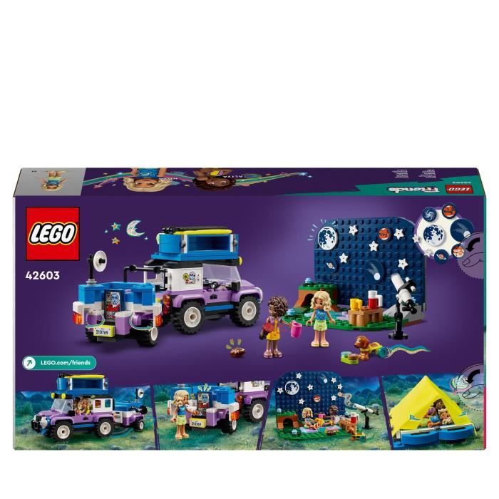 LEGO 42603 Friends Le Camping-Car d'Observation des Étoiles, Jouet pour Enfants, avec Figurines Animales, plus Mini-Poupées