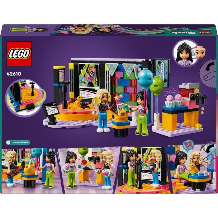 LEGO 42610 Friends Le Karaoké, Jouet Musical avec Poupées et Figurines Liann et Nova et un Gecko