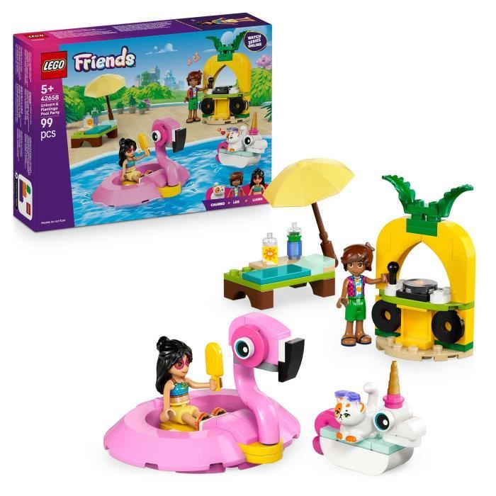 LEGO Friends 42658 Fete dans la Piscine avec les Bouées Licorne et Flamant Rose - Jouet
