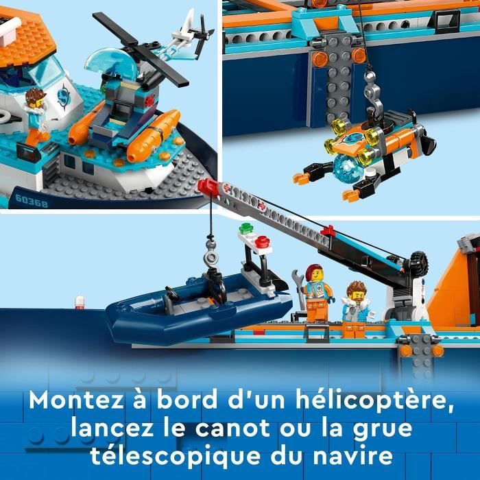 LEGO City 60368 Le Navire d'Exploration Arctique, Jouet de Grand Bateau Flottant, Cadeau Enfants