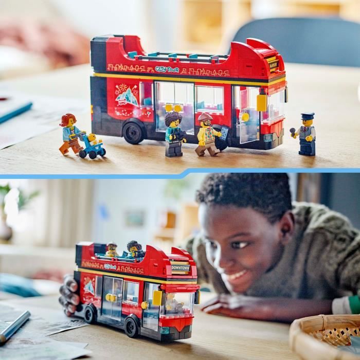 LEGO City 60407 Le bus rouge a deux étages, bus jouet, véhicule pour enfants des 7 ans