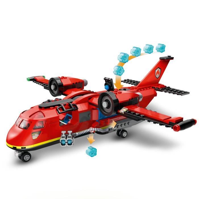 LEGO 60413 City L'Avion de Sauvetage des Pompiers, Jouet avec 3 Minifigurines de Pilote, Pompiere