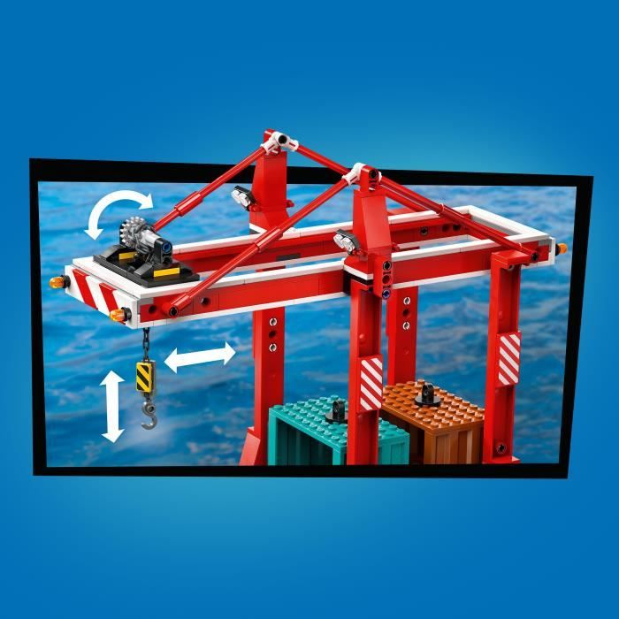 LEGO City 60422 Le port et le navire marchand, jouet de construction a partir de 8 ans