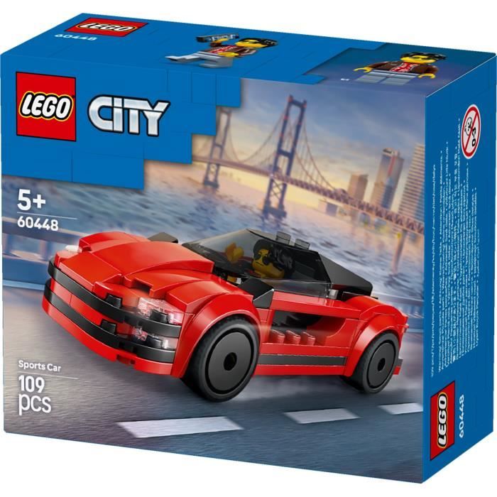 LEGO City 60448 La voiture de sport rouge - Jouet de construction pour garçon des 5 ans