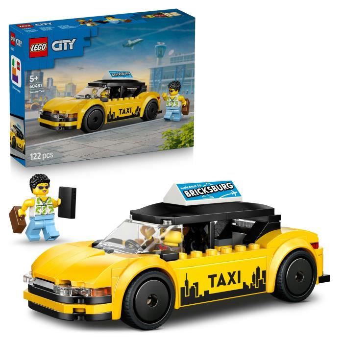 LEGO City 60487 Le Taxi Jaune - Jouet Voiture pour Garçon ou Fille des 5 ans - Idée Cadeau