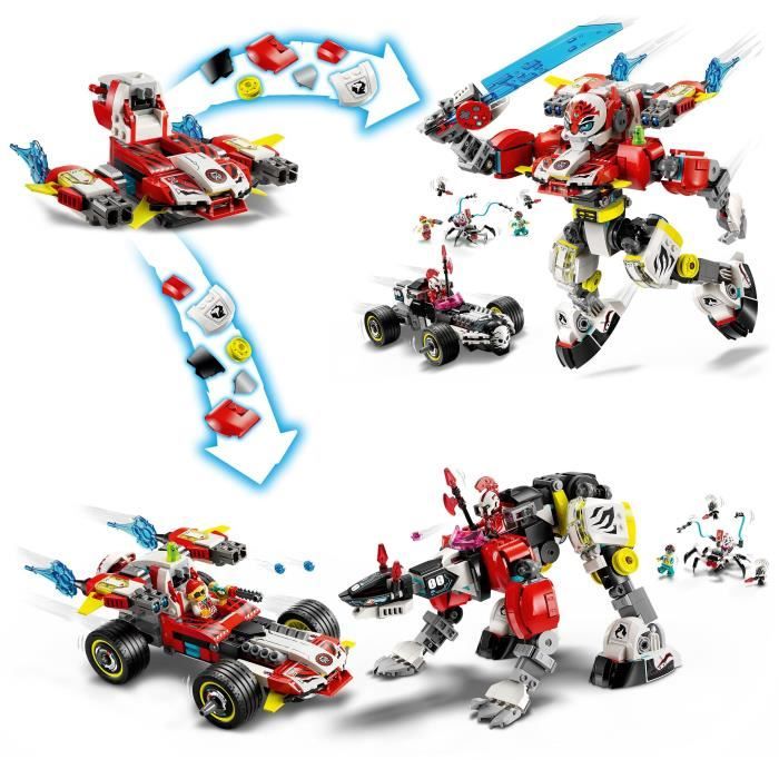 LEGO DREAMZzz 71497 Robot-tigre de Cooper et bolide de Zero - Jouet de construction 3-en-1