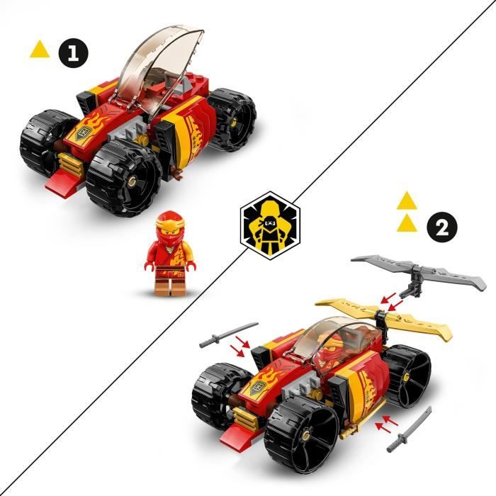 LEGO NINJAGO 71780 La Voiture de Course Ninja de Kai Évolution, Jouet Voiture, 2-en-1