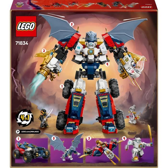 LEGO NINJAGO 71834 Le robot ultra combo de Zane - Jeu de construction 4-en-1 des 9 ans