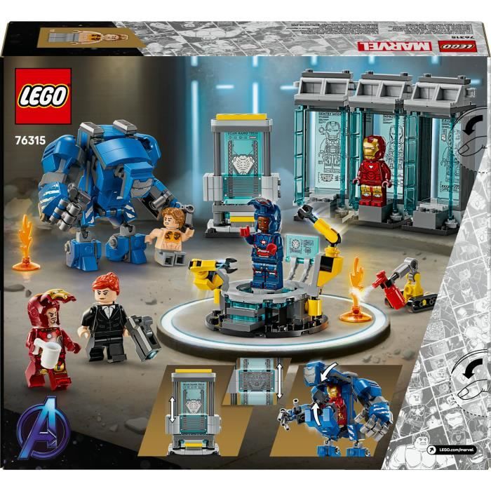 LEGO Marvel 76315 Le Laboratoire d'Iron Man : la Salle des Armures - Jouet garçon, 8 ans